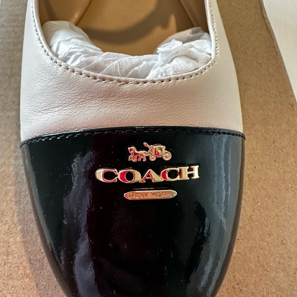 Coach Women's White and Black Mary Jane Flats - Picture 6 of 9
